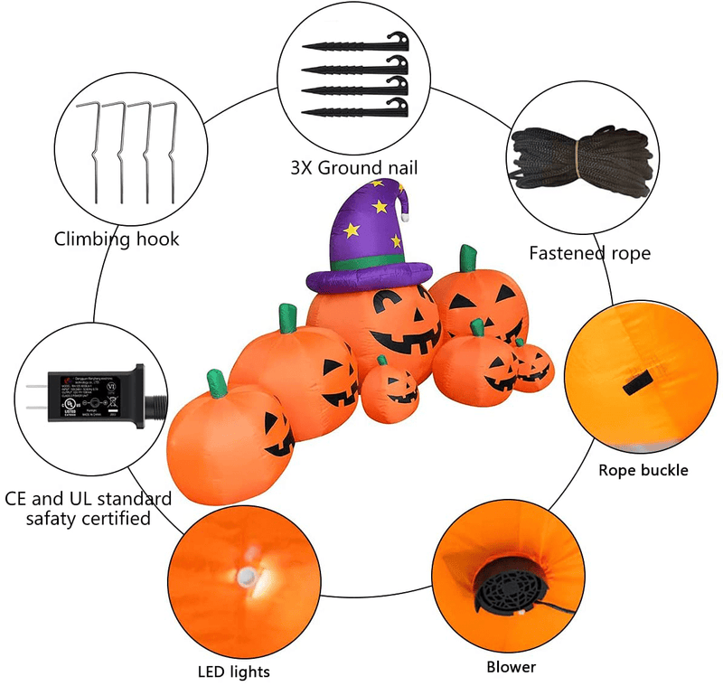 8 Ft Halloween Outdoor Inflatable Decorations - Pumpkin Halloween Blow up Yard Decor Built in LED Lights Blower Decorations for Indoor Outdoor Home Party Lawn Garden Yard