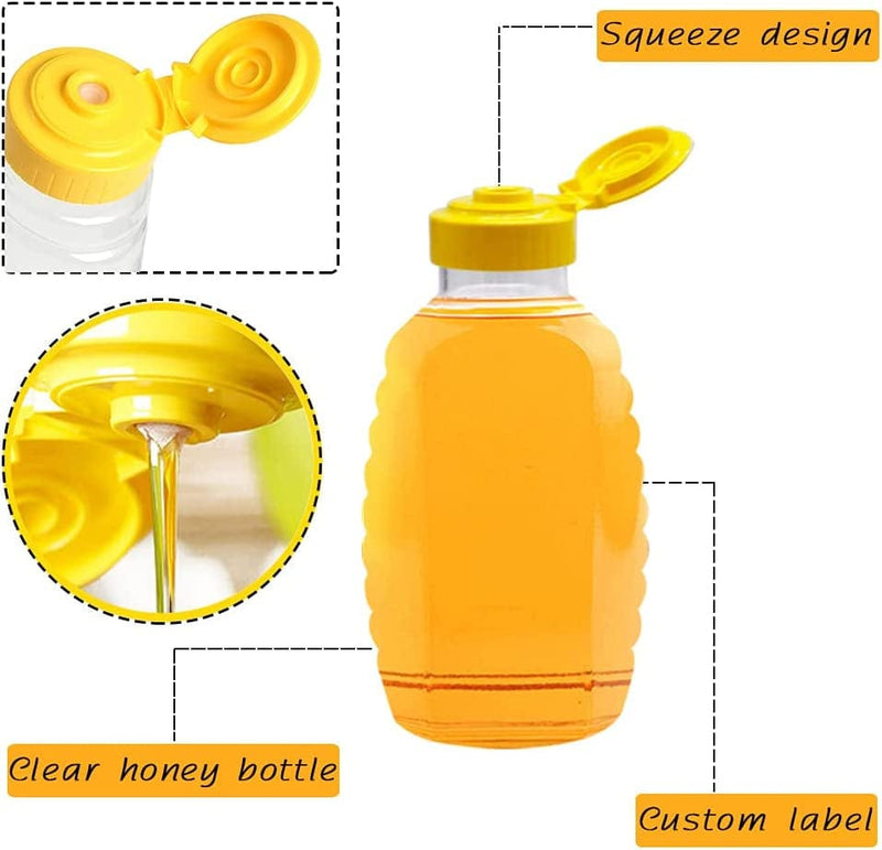 8 Pack 16Oz Clear Plastic Honey Bottles,Refillable Food Grade Honey Container,Squeeze Honey Bottle with Leak Proof Flip-Top Caps for Storing and Dispensing Home & Garden > Decor > Decorative Jars Qinsihwn   