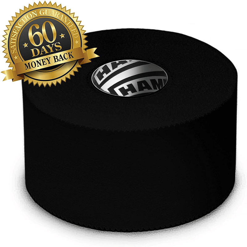 (8-Pack) Black Sports Medical Athletic Tape - No Sticky Residue & Easy to Tear - for Athletes, Trainers & First Aid Injury Wrap: Fingers Ankles Wrist - 1.5 Inch x 15 Yards per Roll (45ft Rolls)