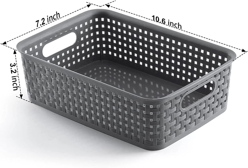 [ 8 Pack ] Plastic Storage Baskets - Small Pantry Organization and Storage Bins - Household Organizers for Laundry Room, Bathrooms, Bedrooms, Kitchens, Cabinets, Countertop, under Sink or on Shelves Home & Garden > Household Supplies > Storage & Organization NETANY   