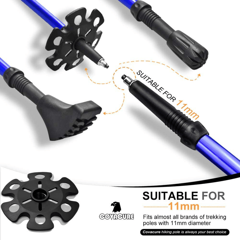 8 Pack Rubber Trekking Hiking Poles Tips - Replacement Protectors Set for Walking Sticks Tips Sporting Goods > Outdoor Recreation > Camping & Hiking > Hiking Poles covacure   