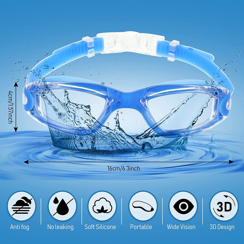 8 Pack Swim Goggles No Leaking Swimming Goggles for Adults UV Protection Pool Goggles anti Fog Swimming Glasses with Waterproof Nose Clips and Earplugs for Men Women Youth Kids, Multicolor Sporting Goods > Outdoor Recreation > Boating & Water Sports > Swimming > Swim Goggles & Masks Konohan   