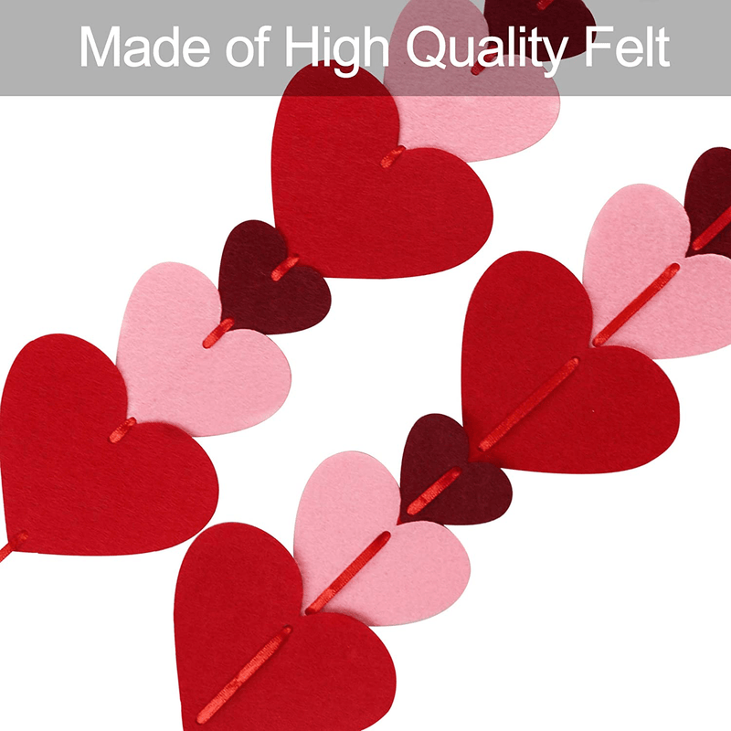 8 Packs Valentines Day Felt Heart Hanging String Garlands - NO DIY - Valentines Decorations - Valentine'S Day Party Decorations Supplies - Valentines Burgundy Pink Red Heart Garland Decorations Arts & Entertainment > Party & Celebration > Party Supplies Partyprops   