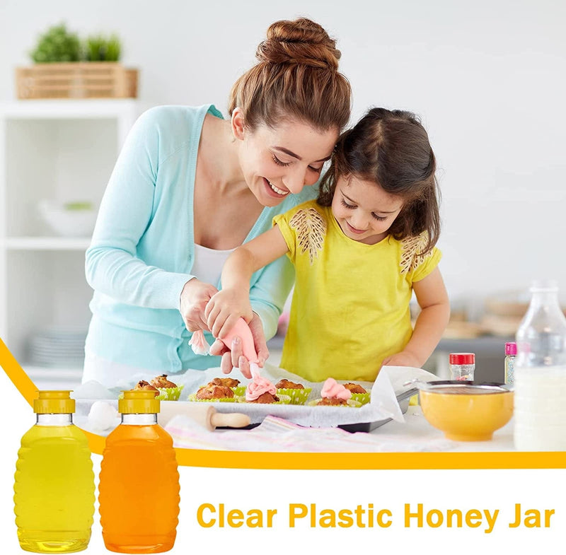 8 Pcs 16 Oz Plastic Honey Jar,Clear Plastic Squeeze Honey Bottles,Empty Squeeze Honey Bottle Container Holder with Flip Lid for Easy Storing and Dispensing Home & Garden > Decor > Decorative Jars Xanllaxa   