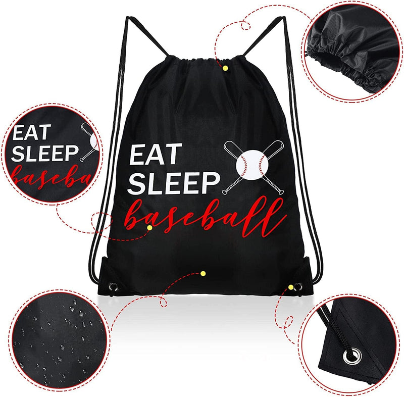 8 Pcs Baseball Drawstring Backpack Eat Sleep Baseball Bags Gym Sack Lightweight Sport Sackpack Outdoor Packable Dance Bag