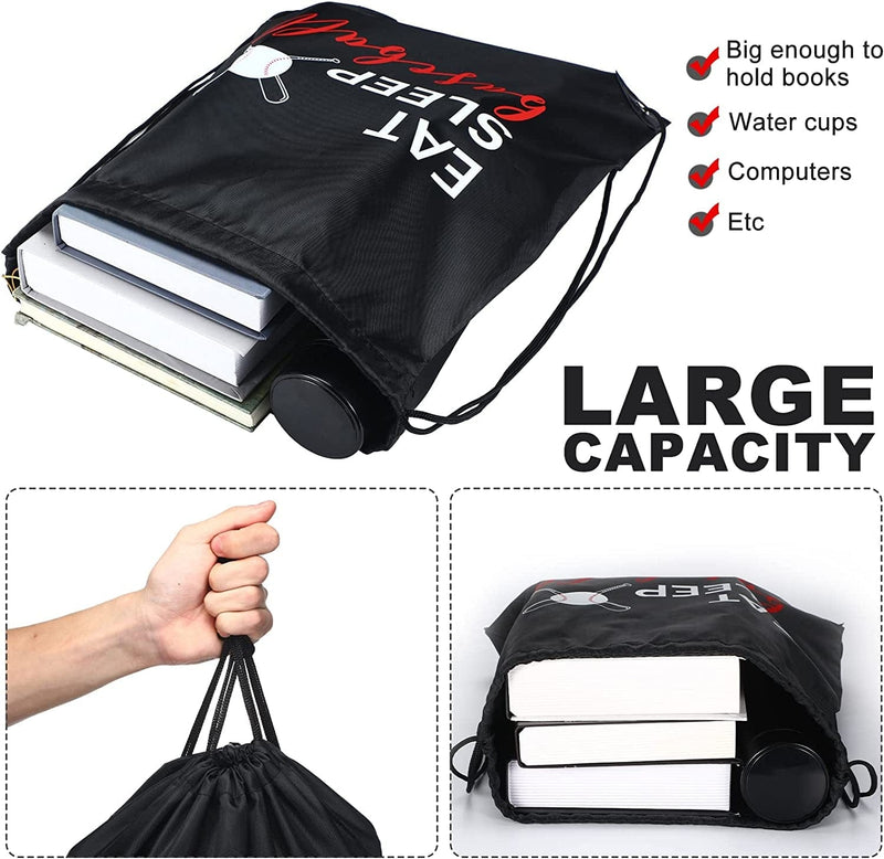 8 Pcs Baseball Drawstring Backpack Eat Sleep Baseball Bags Gym Sack Lightweight Sport Sackpack Outdoor Packable Dance Bag