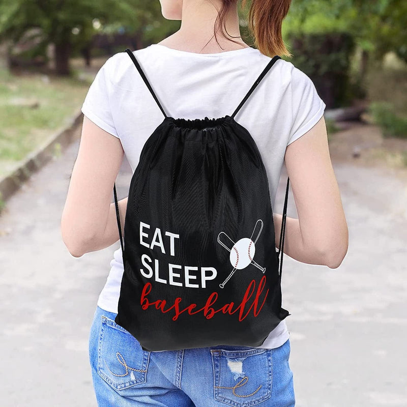 8 Pcs Baseball Drawstring Backpack Eat Sleep Baseball Bags Gym Sack Lightweight Sport Sackpack Outdoor Packable Dance Bag Home & Garden > Household Supplies > Storage & Organization Shappy   