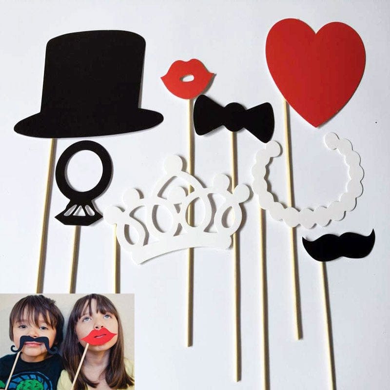 8 Pcs Set Photography Props Paper Lips Beard Hat Heart Decoration for Wedding Christmas Event Party Cosplay Supplies Arts & Entertainment > Party & Celebration > Party Supplies alextreme   