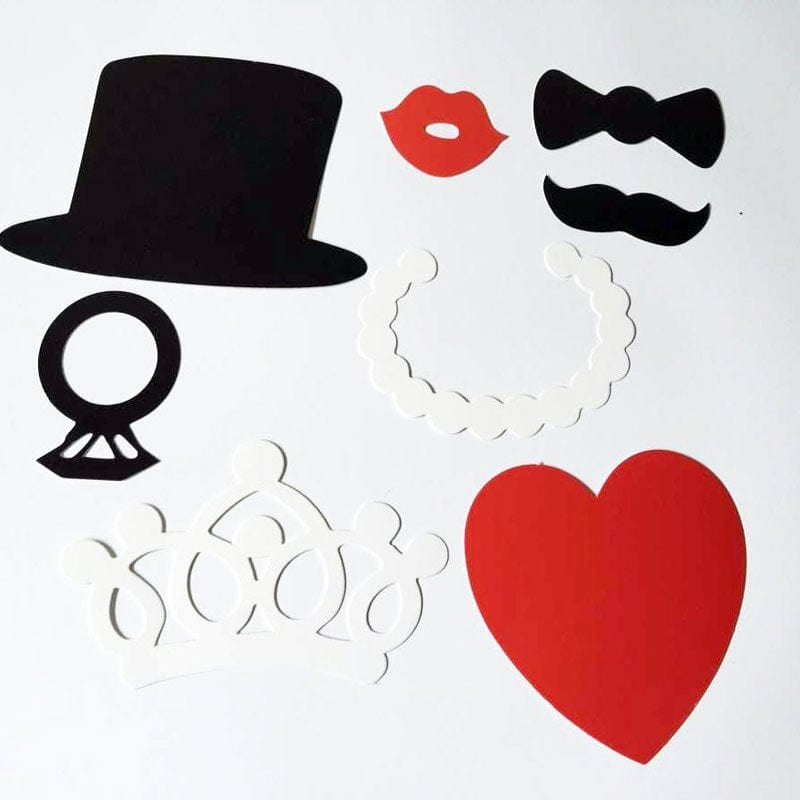 8 Pcs Set Photography Props Paper Lips Beard Hat Heart Decoration for Wedding Christmas Event Party Cosplay Supplies