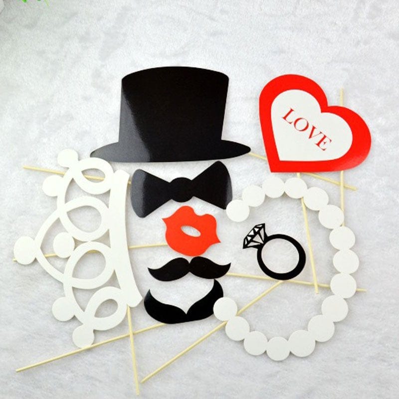 8 Pcs Set Photography Props Paper Lips Beard Hat Heart Decoration for Wedding Christmas Event Party Cosplay Supplies
