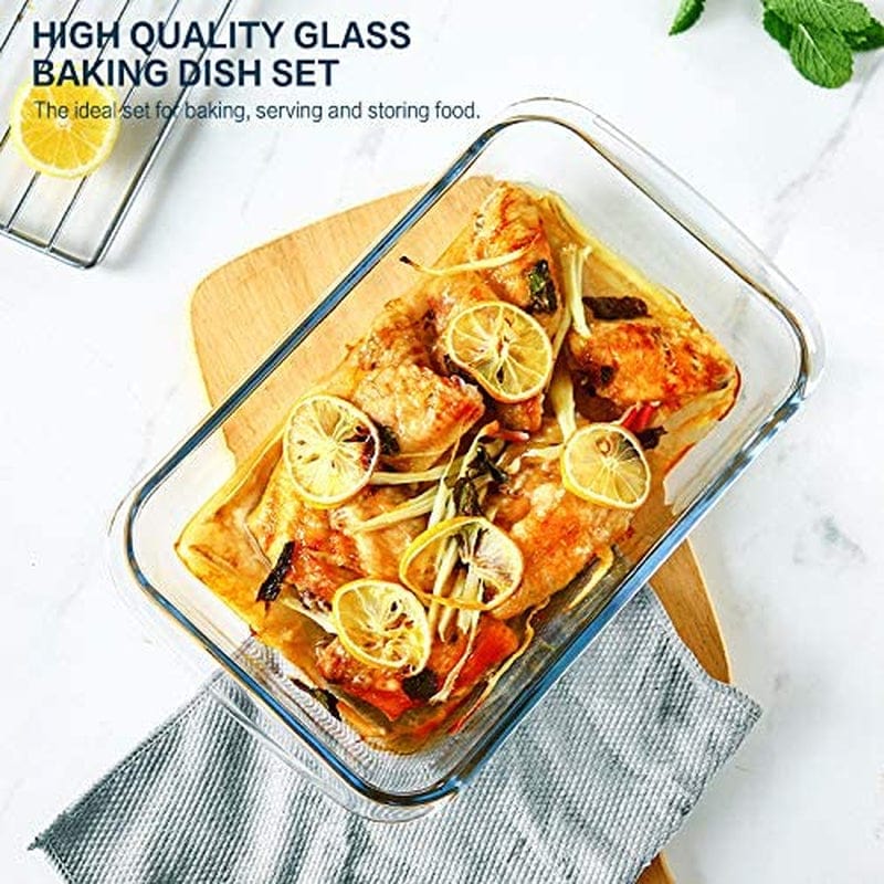 8-Piece Deep Glass Baking Dish Set with Plastic Lids,Rectangular Glass Bakeware Set with BPA Free Lids, Baking Pans for Lasagna, Leftovers, Cooking, Kitchen, Freezer-To-Oven and Dishwasher, Gray Home & Garden > Kitchen & Dining > Cookware & Bakeware M MCIRCO   