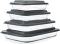8-Piece Deep Glass Baking Dish Set with Plastic Lids,Rectangular Glass Bakeware Set with BPA Free Lids, Baking Pans for Lasagna, Leftovers, Cooking, Kitchen, Freezer-To-Oven and Dishwasher, Gray Home & Garden > Kitchen & Dining > Cookware & Bakeware M MCIRCO Gray  