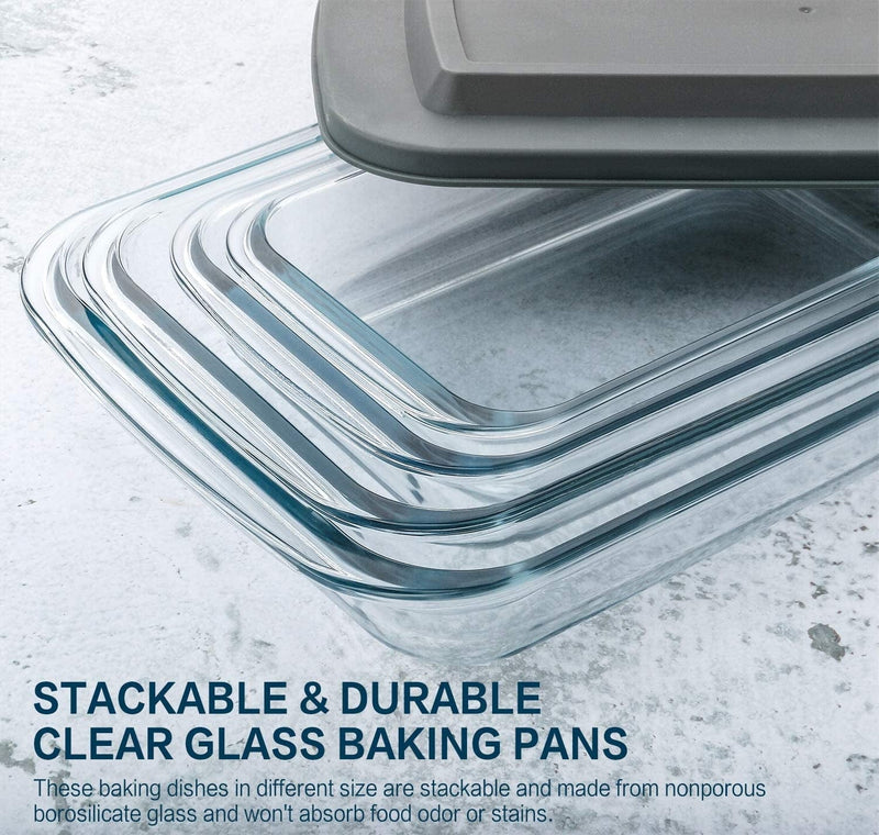 8-Piece Deep Glass Baking Dish Set with Plastic Lids,Rectangular Glass Bakeware Set with BPA Free Lids, Baking Pans for Lasagna, Leftovers, Cooking, Kitchen, Freezer-To-Oven and Dishwasher, Gray Home & Garden > Kitchen & Dining > Cookware & Bakeware M MCIRCO   