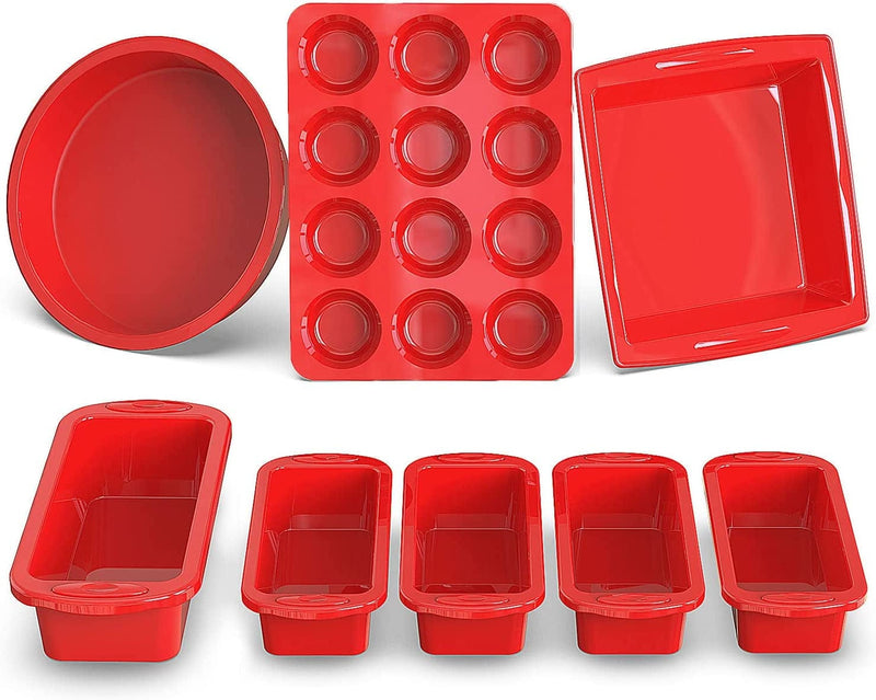 8-Piece Silicone Baking Pans Sets Nonstick - SILIVO Silicone Bakeware Set with Bread Pan, Muffin Pan, Square/Round Cake Pan and Mini Loaf Pans - Oven & Dishwasher Safe Home & Garden > Kitchen & Dining > Cookware & Bakeware SILIVO Bakeware Set 8 Pack 