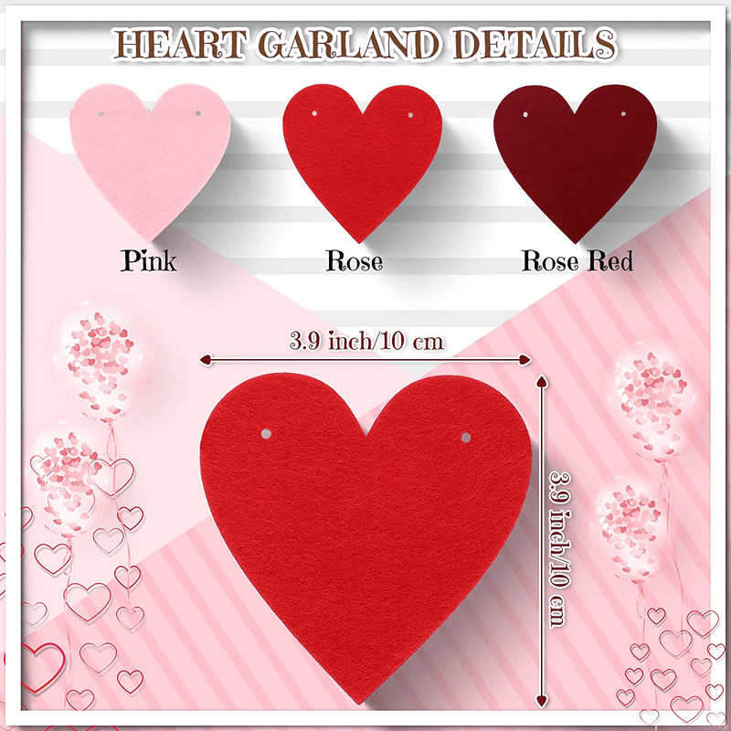 8 Pieces Heart Garland St. Patrick'S Day Garland Green Felt Shamrock Garland Red Pink Valentines Day Decor Felt Valentines Heart Decor for Weeding Birthday Party Baby Shower Home Hanging Decorations Home & Garden > Decor > Seasonal & Holiday Decorations Tatuo   