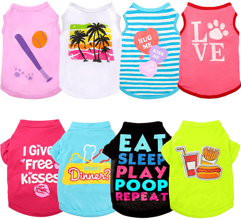 8 Pieces Printed Puppy Dog Shirts Breathable Dog Apparel Soft Puppy Sweatshirt Pet Daily Shirt Colorful Pet Clothing for Dogs and Cats Animals & Pet Supplies > Pet Supplies > Dog Supplies > Dog Apparel Syhood Medium  