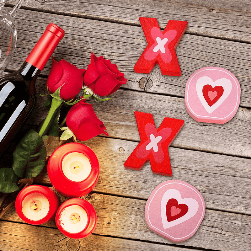 8 Pieces Valentine'S Day Tiered Tray Decor Wooden XOXO LOVE Romantic Wooden Signs Happy Valentine'S Day Table Decor for Valentines, Shelf, Desk Home Decor and Wedding Party Decoration