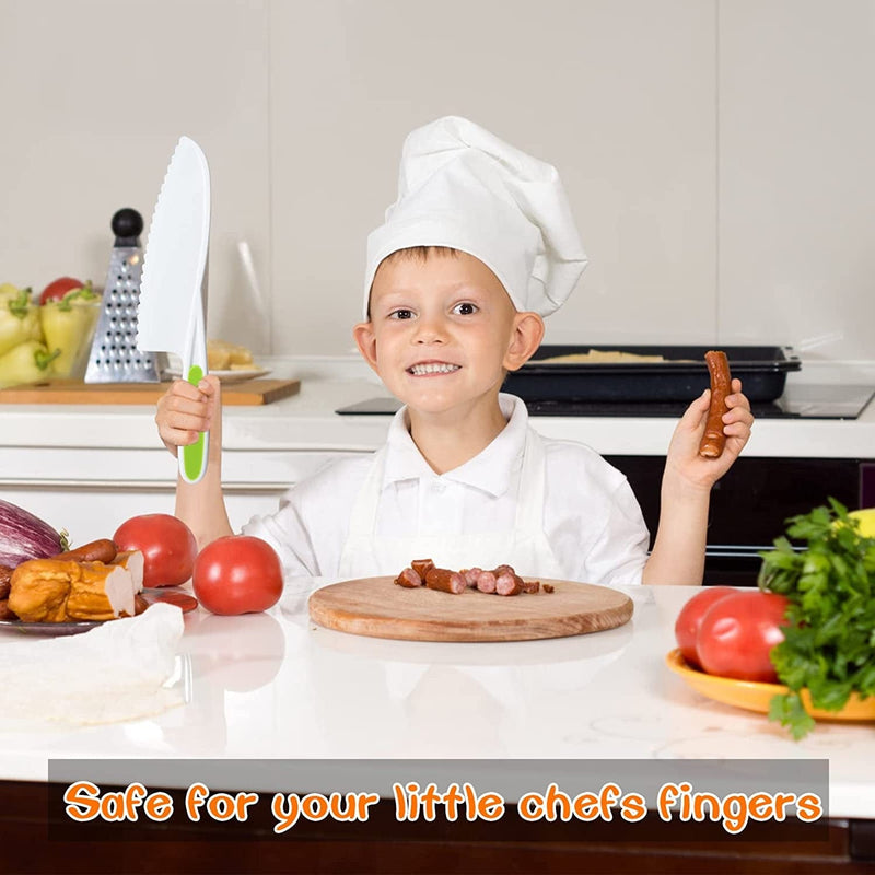 8 Pieces Wooden Kids Kitchen Knives Set for Real Cooking Include 4 Plastic Toddler Safe Knives/Crinkle Cutter/Kids Cutting Board/Y-Peeler/Resistant Gloves for Cutting Veggies Fruit Cake Salad Bread Home & Garden > Kitchen & Dining > Kitchen Tools & Utensils > Kitchen Knives PUPOUSE   