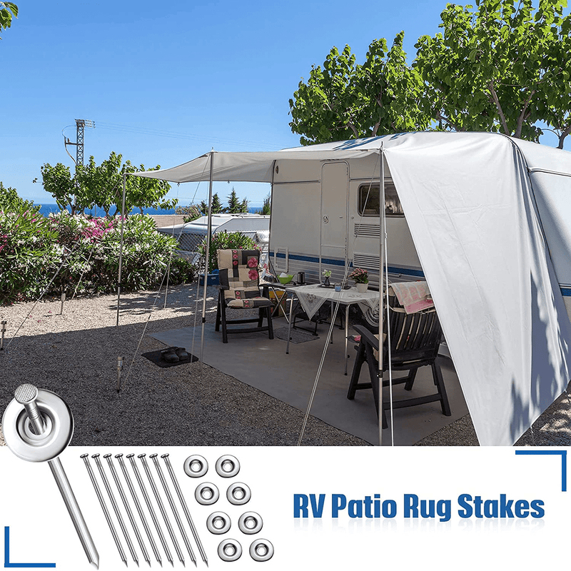 8 Sets Patio Rug Stakes Outdoor Furniture Stakes RV Patio Mats Stakes RV Garden Furniture Stakes Outdoor Mats Rugs Holder for Camp Rug outside Mat Carpet Tent (6 Inches)