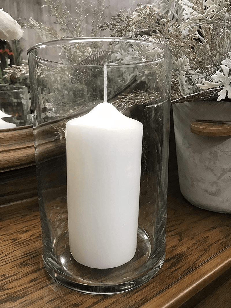 - 8" Tall x 5" Wide Cylinder Glass Vase and Flower Guide Booklet -for Weddings, Events, Decorating, Arrangements, Flowers, Office, or Home Decor.