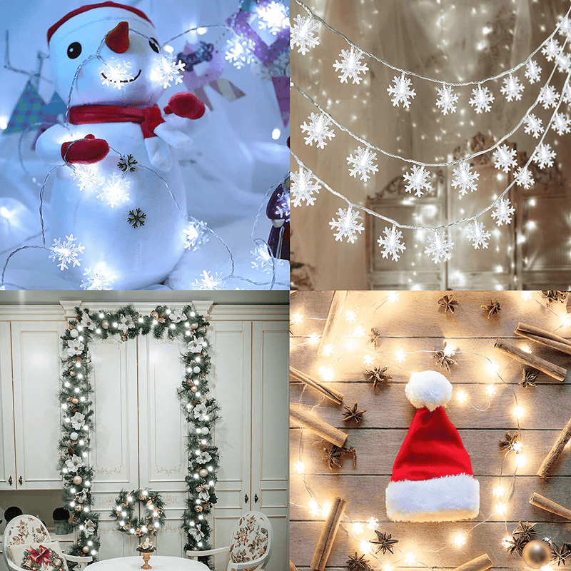 80 LED Christmas Snowflake String Lights Hanging Decorations - Winter Wonderland Lighted Decor for Holiday Xmas Indoor Outdoor Party Supplies (32.8ft ,Batteries Not Included) Home & Garden > Decor > Seasonal & Holiday Decorations& Garden > Decor > Seasonal & Holiday Decorations KOL DEALS   