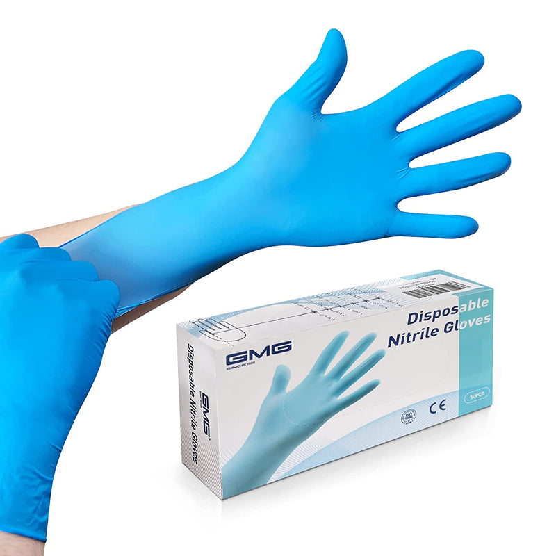 Nitrile Disposable Gloves,Xl Black Disposable Gloves 100 Count,4 Mil Powder Free Nitrile Gloves,Gloves Disposable Latex Free for Food Prep, Household Cleaning, Hair Dye, Tattoo,Auto Mechanic Home & Garden > Kitchen & Dining > Kitchen Tools & Utensils GMG SINCE1988 Blue Medium (Pack of 50) 