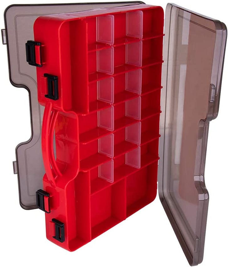 Goture Plastic Storage Organizer Box, Portable Tackle Storage Adjustable Divider Removable Compartment with Handle, Box Organizer for Fishing Storage Orange Sporting Goods > Outdoor Recreation > Fishing > Fishing Tackle GOTURE Red MEDIUM(Size: 12'' L X 8'' W X 3'' H)  