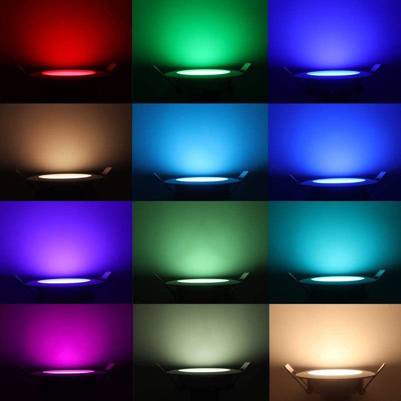 Recessed Lighting 4 Inch LED Downlight Recessed Ceiling Light 10W 900 Lumens RGB & Warm White 2700K Dimmable by IR Remote Control, Dual Memory - Timer - 12 Color Choices - 2 Modes, 6 Pack Home & Garden > Lighting > Flood & Spot Lights ChangM   