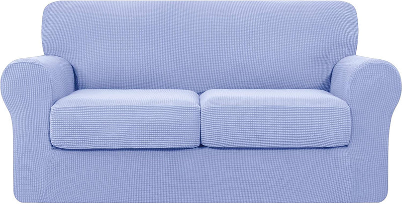 Hokway Couch Cover for 2 Cushion Couch 3 Piece Stretch Sofa Slipcovers with Separate Cushion for 2 Seater Couch Furniture Covers for Kids and Pets in Living Room(Medium,Dark Blue) Home & Garden > Decor > Chair & Sofa Cushions Hokway Light Purple Medium 