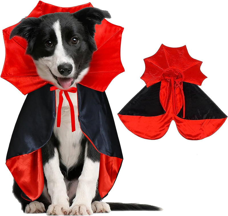 GOYOSWA Dog Halloween Costumes, Dog Vampire Cloak Costume Dog Devil Costume Dog Vampire Cloak Cape Halloween Costumes for Small Medium Large Dogs Pets (Large)  GOYOSWA Dog Vampire Costume Small 