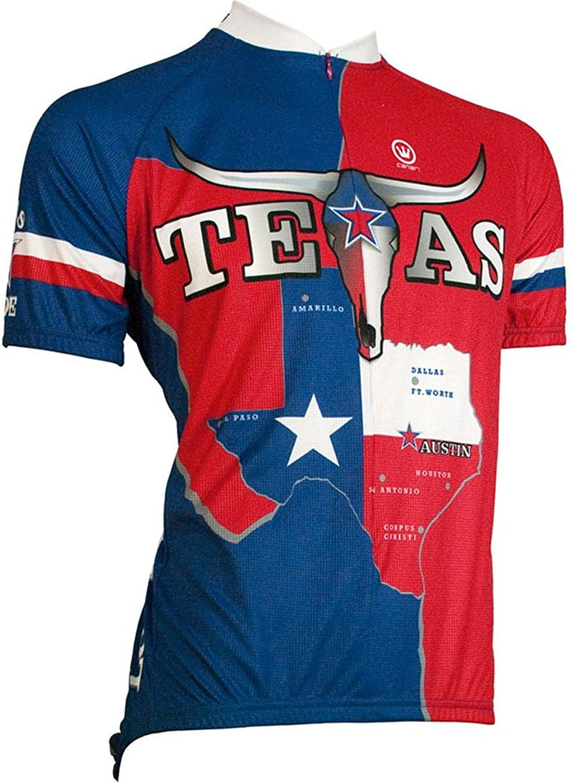 CANARI Men'S Souvenir Short Sleeve Cycling/Biking Jersey Sporting Goods > Outdoor Recreation > Cycling > Cycling Apparel & Accessories Getting Fit Texas Lone Star Medium 