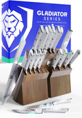 DALSTRONG Knife Set Block - 18-Pc Colossal Knife Set - Gladiator Series - German HC Steel - Acacia Wood Stand - White ABS Handles - NSF Certified Home & Garden > Kitchen & Dining > Kitchen Tools & Utensils > Kitchen Knives Dalstrong Glacial White 18 Piece 