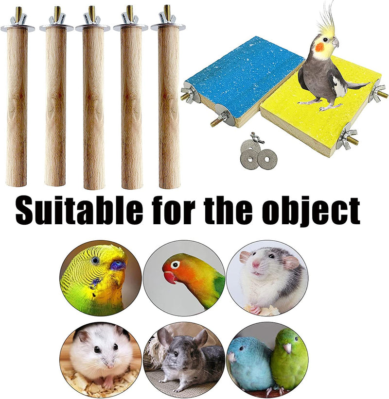 Hamiledyi Bird Perches Natural Wood Parrot Stand Platform Set 7 Pack Wooden Parakeet Paw Grinding Stick Cage Accessories Exercise Toys for Cockatiels Conure Budgies Lovebird Rat Gerbil Hamster Play Animals & Pet Supplies > Pet Supplies > Bird Supplies Hamiledyi   