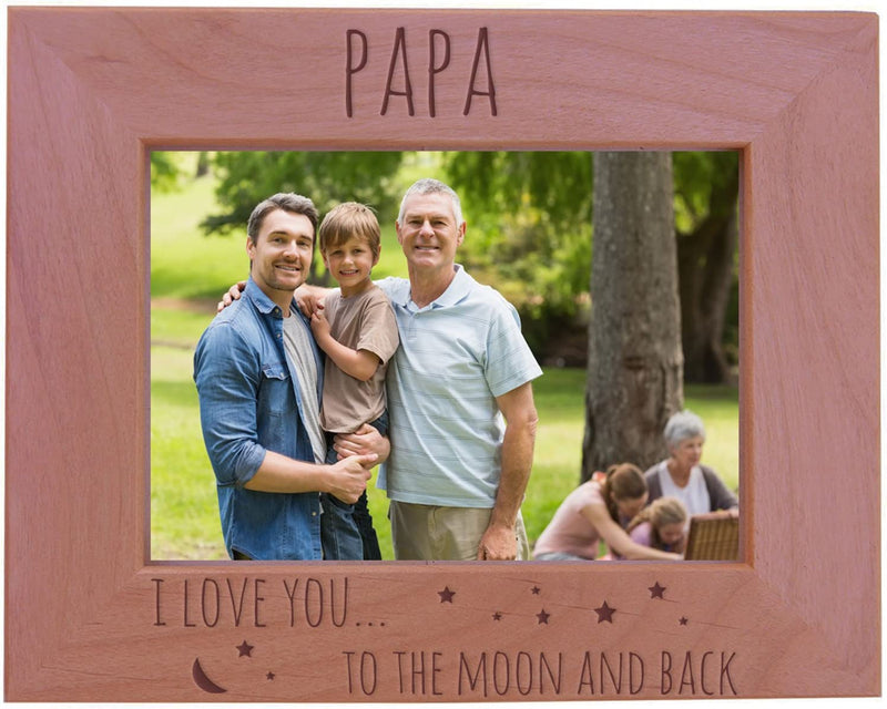 Customgiftsnow Papa I Love You Too the Moon and Back - Wood Picture Frame - Fits 5X7 Inch Picture (Vertical) Home & Garden > Decor > Picture Frames CustomGiftsNow Horiztonal  
