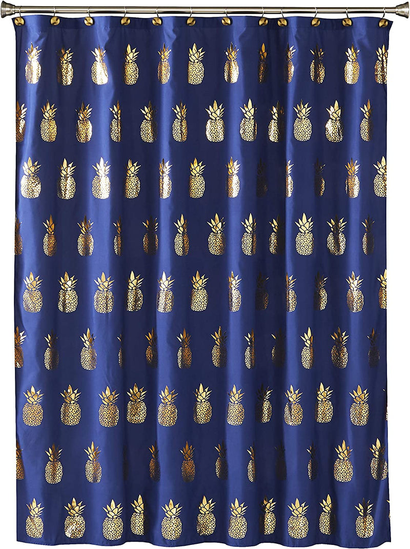 SKL Home by Saturday Knight Ltd. Gilded Pineapple Bath Towel, White Home & Garden > Linens & Bedding > Towels SKL Home Shower Curtain, Navy  