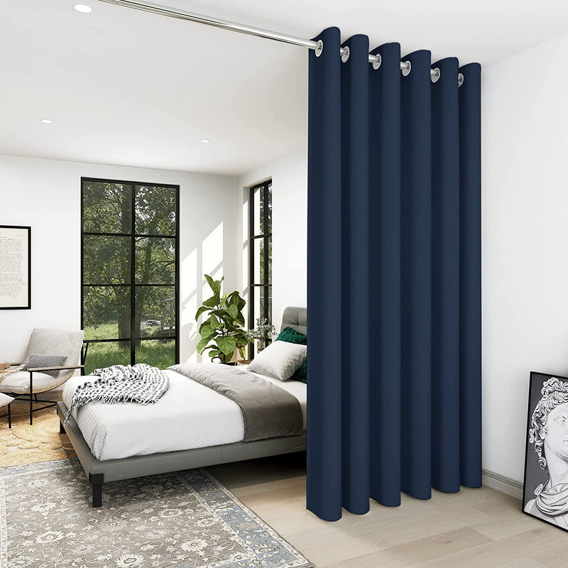 Deconovo Room Divider Curtains for Office (10Ft Wide X 8Ft Tall, 1 Panel, Khaki) Blackout Curtains for Sliding Door, Thermal Window Drapes, Grommet Curtain Panles for Bedroom, Living Room, Loft Home & Garden > Decor > Window Treatments > Curtains & Drapes Deconovo Navy Blue 8.3ft Wide x 8ft Tall 