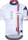 Cycling Jersey Short Sleeve USA Style Bike Tops with Pocket Reflective Stripe Sporting Goods > Outdoor Recreation > Cycling > Cycling Apparel & Accessories redorange White Usa X-Large 
