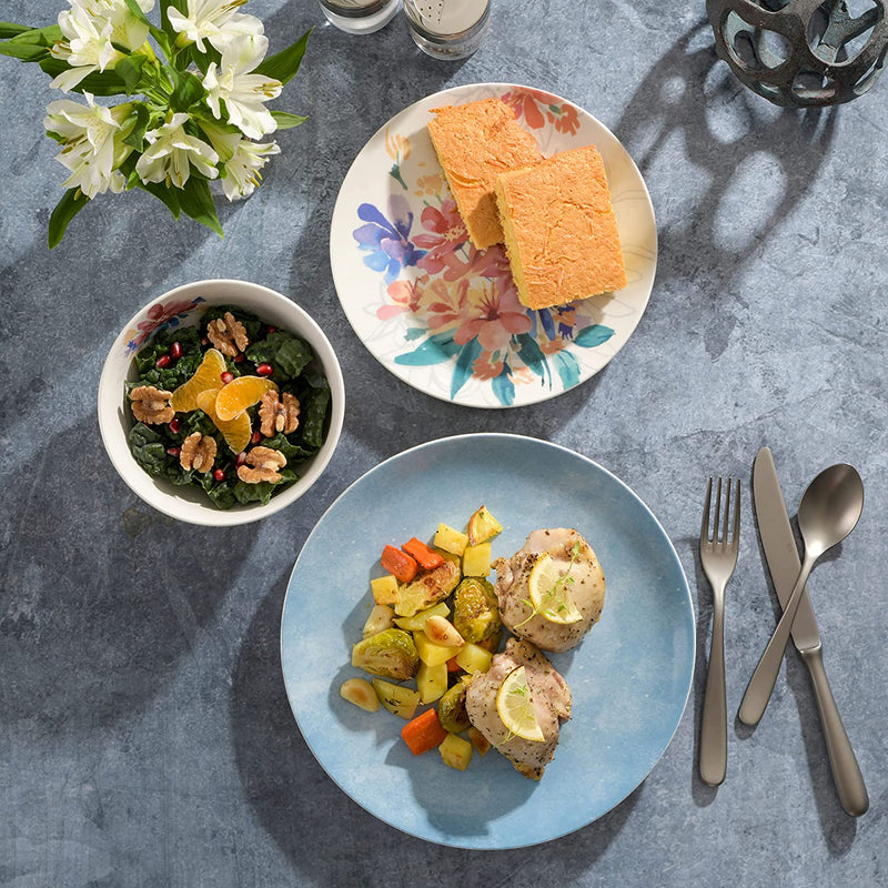 Spice by Tia Mowry Goji Blossom Decorated Porcelain Dinnerware Set, Blue, 12-Piece Home & Garden > Kitchen & Dining > Tableware > Dinnerware SPICE BY TIA MOWRY   