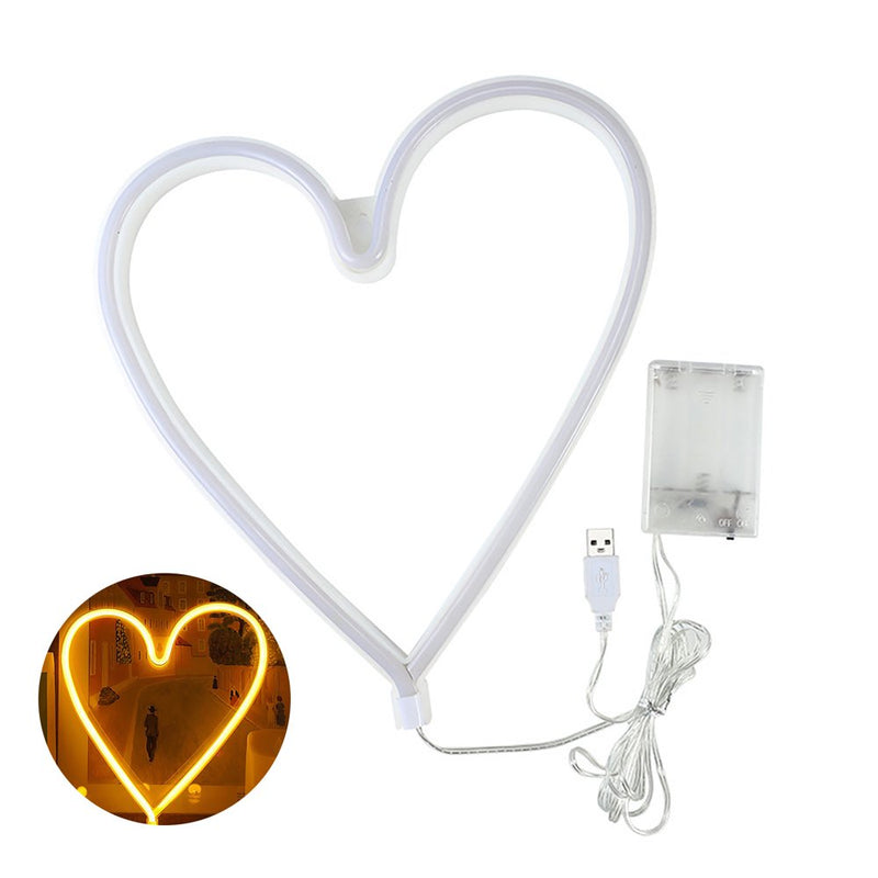 Porfeet LED Neon Light Decorative Rechargeable Romantic Confession Love Heart LED Modeling Neon Light for Valentine'S Day(Warm White) Home & Garden > Decor > Seasonal & Holiday Decorations Porfeet   