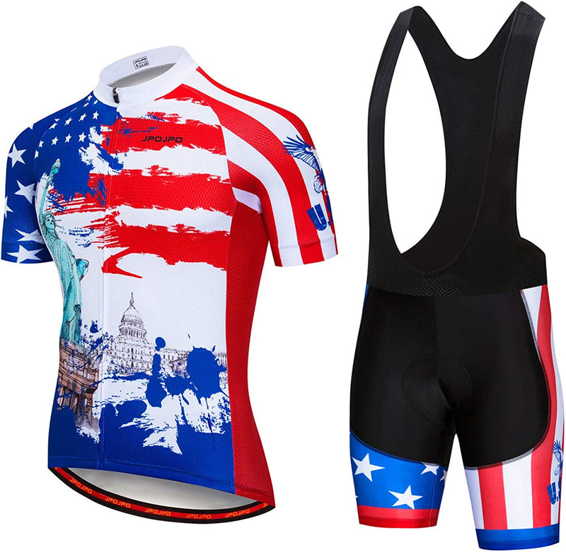 Hotlion Men'S Cycling Jersey Set Bib Shorts Summer Cycling Clothing Suit Pro Team Bike Clothes Sporting Goods > Outdoor Recreation > Cycling > Cycling Apparel & Accessories Hotlion B9jp1009 Chest For 45.7"-48"=Tag XXXL 