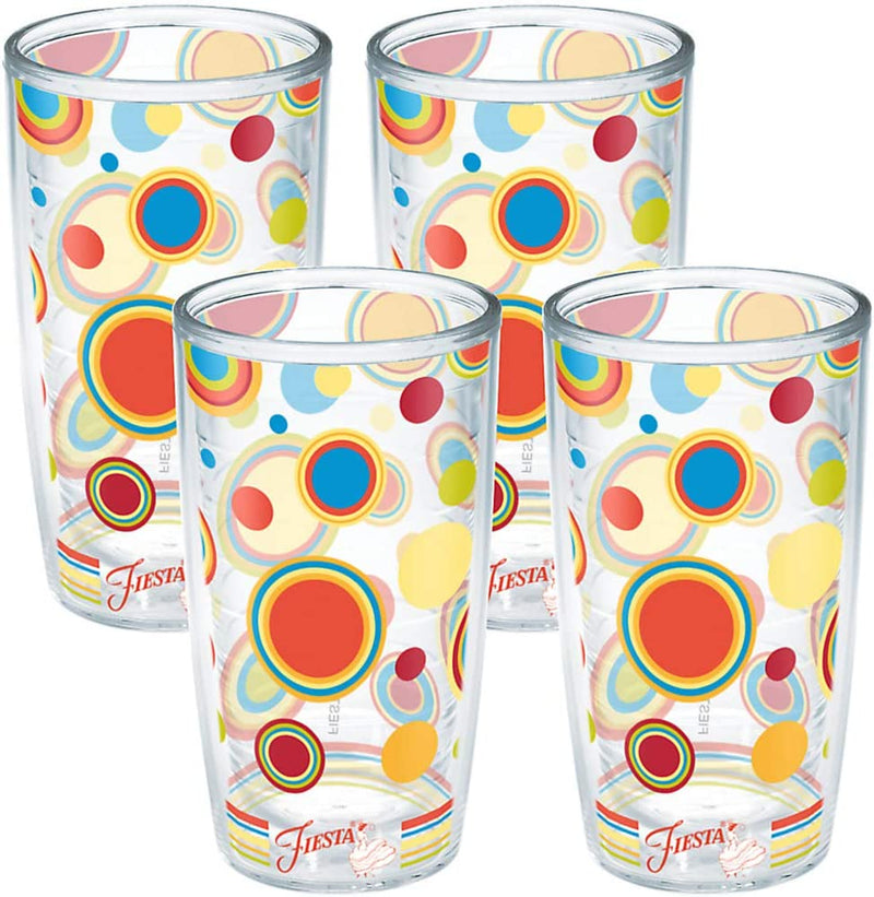 Tervis Made in USA Double Walled Fiesta Insulated Tumbler Cup Keeps Drinks Cold & Hot, 16Oz - 4Pk, Poppy Dots Home & Garden > Kitchen & Dining > Tableware > Drinkware Tervis Classic - Unlidded 16oz - 4pk 