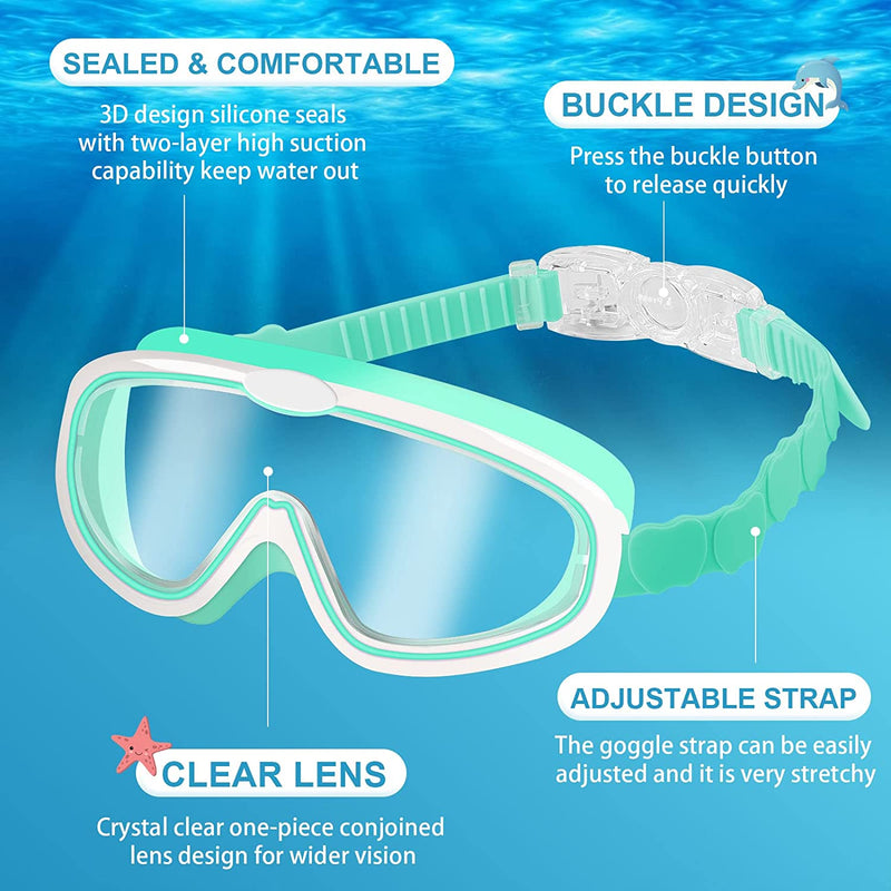 Fulllove Kids Swim Goggles, 2 Pack Swimming Goggles for Child from 4 to 15 Years Old, Clear Vision Swim Glasses Sporting Goods > Outdoor Recreation > Boating & Water Sports > Swimming > Swim Goggles & Masks Fulllove   