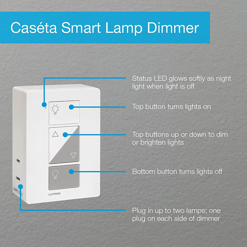 Lutron Caséta Wireless Single-Pole/3-Way Smart Lighting Lamp Dimmer and Remote Kit | P-PKG1P-WH | White Home & Garden > Household Supplies > Storage & Organization Lutron   