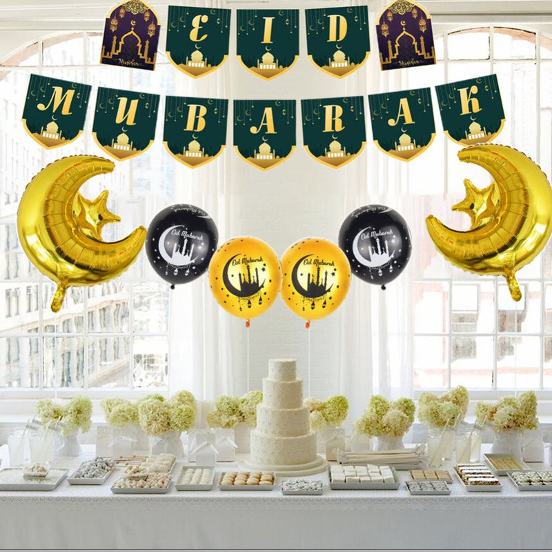 Eid Mubarak Balloons Ramadan Festival Decoration Dinner Party Decoration Event & Party Supplies Party Balloons for Home Silver Arts & Entertainment > Party & Celebration > Party Supplies Ringshlar   