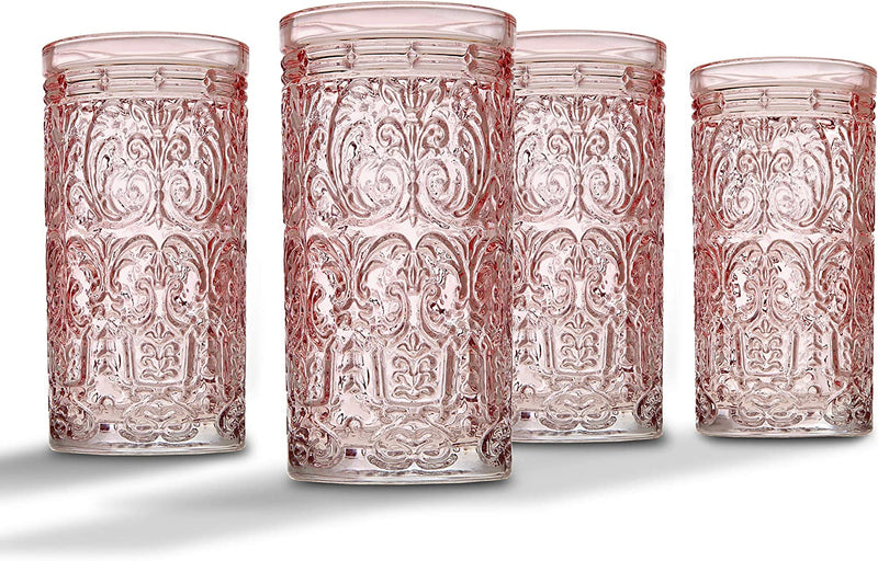 Jax Highball Beverage Glass Cup by Godinger - Pink - Set of 4 Home & Garden > Kitchen & Dining > Tableware > Drinkware Godinger   
