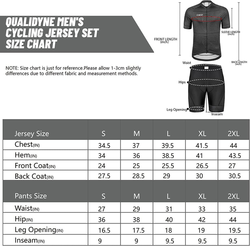 Qualidyne Mens Cycling Jersey Set Bicycle Biking Short Sleeve Suit with Pockets + 4D Padded Cycling Bike Shorts Sporting Goods > Outdoor Recreation > Cycling > Cycling Apparel & Accessories qualidyne   
