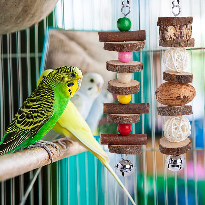 Deloky 7 Packs Bird Parakeets Chewing Toys-Natural Wood Hanging Bird Cage Toys Set-Climbing Ladder Bird Swing Toys for Parakeets,Cockatiels,Lovebird,Budgie,Conures Animals & Pet Supplies > Pet Supplies > Bird Supplies > Bird Toys Deloky   