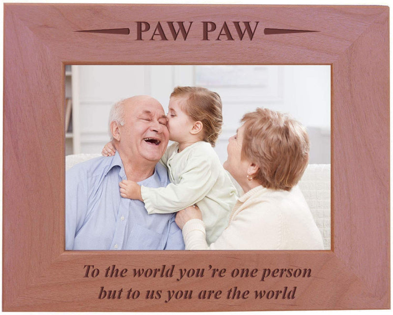 Customgiftsnow Pawpaw - to the World You'Re One Person but to Us You Are the World - Engraved Wood Picture Frame (4X6 Vertical) Home & Garden > Decor > Picture Frames CustomGiftsNow 5x7 Horizontal  