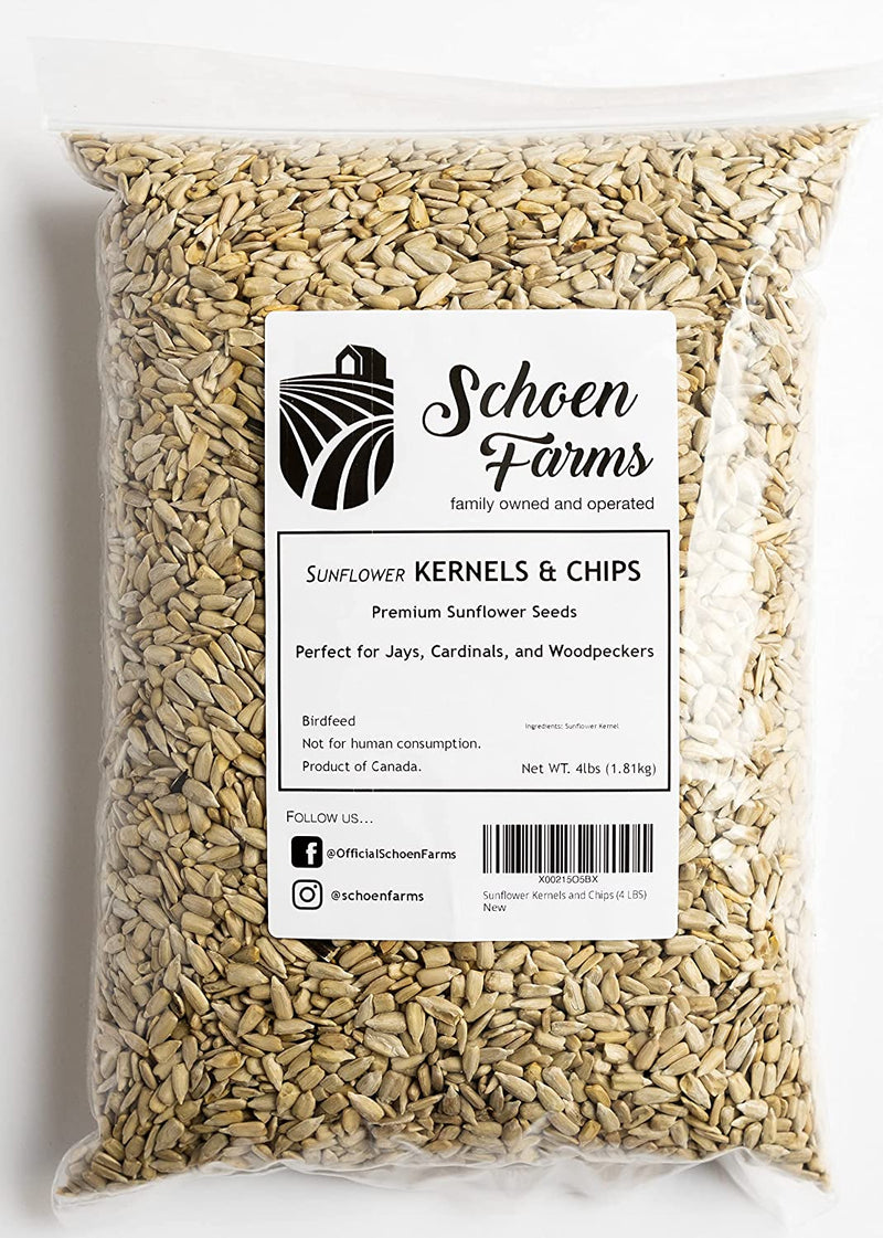 Sunflower Kernels and Chips (10 LBS) Hearts, Bird Seed Animals & Pet Supplies > Pet Supplies > Bird Supplies > Bird Food Schoen Farms 4 Pound (Pack of 1)  