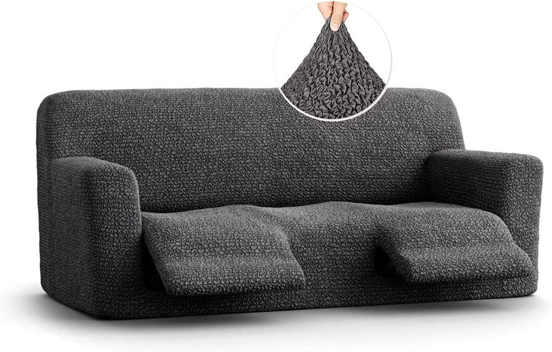Recliner Sofa Cover - Reclining Couch Slipcover - Soft Polyester Fabric Slipcover - 1-Piece Form Fit Stretch Furniture Protector - Microfibra Collection - Silver Grey (Couch Cover) Home & Garden > Decor > Chair & Sofa Cushions PAULATO BY GA.I.CO. Dark Grey Reclining Sofa 